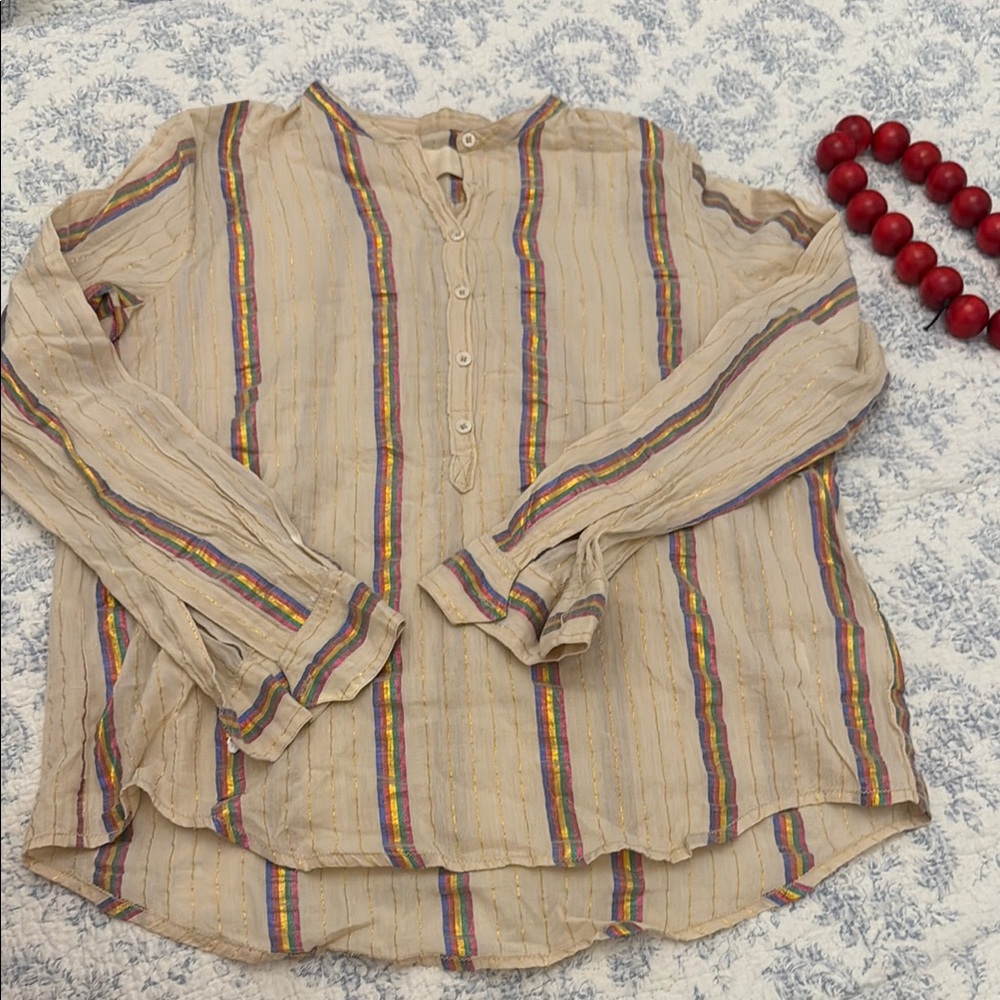 Zadig & Voltaire Beige blouse button down with Multicolor Stripes
